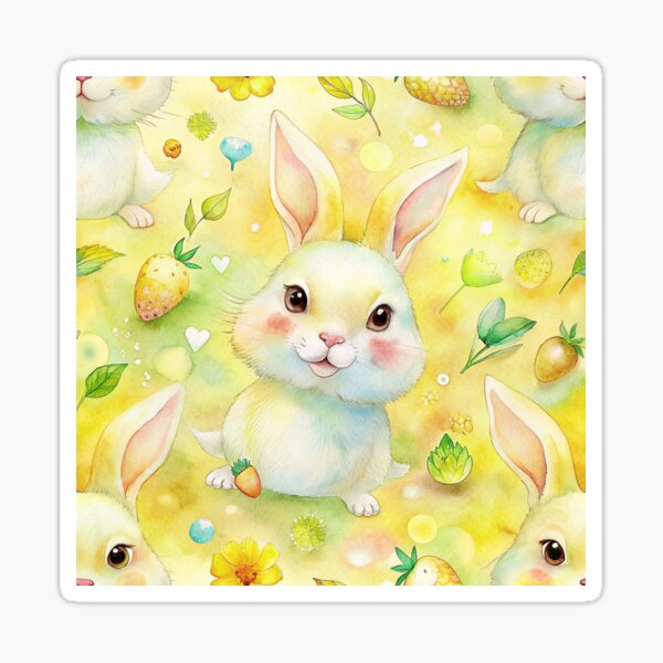 Item preview, seamless pattern of an elegant and cute rabbit with objects in nature designed and sold by fotoryum.