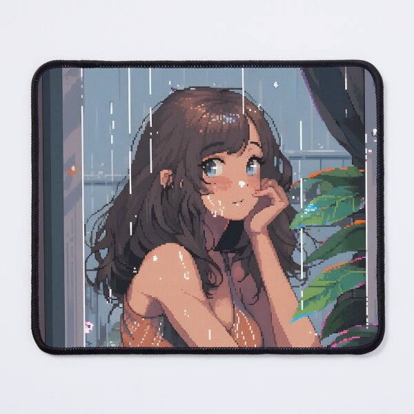 Item preview, Melancholic Anime girl watching the rain- Pixel art designed and sold by octoboobs.