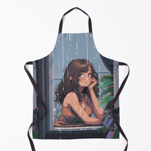 Item preview, Melancholic Anime girl watching the rain- Pixel art designed and sold by octoboobs.