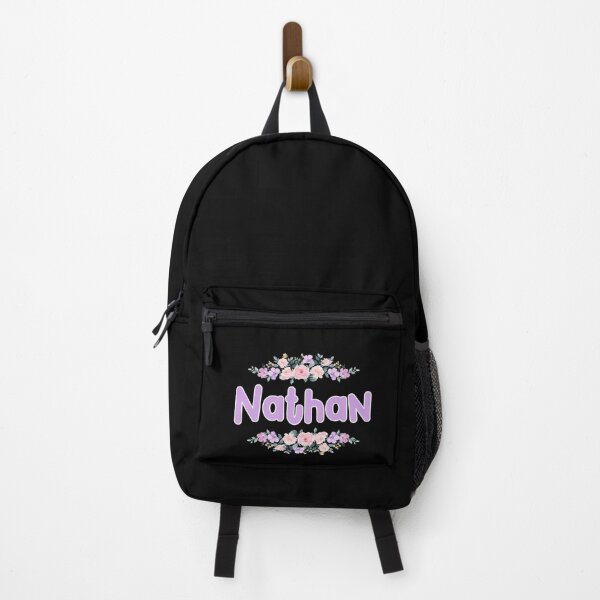 Item preview, Purple Flower Nathan Name Label (Black) designed and sold by NormadWorld.