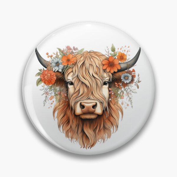 Item preview, Moo-velous Blooms: A Floral Highland Cow Portrait designed and sold by artandwaves.