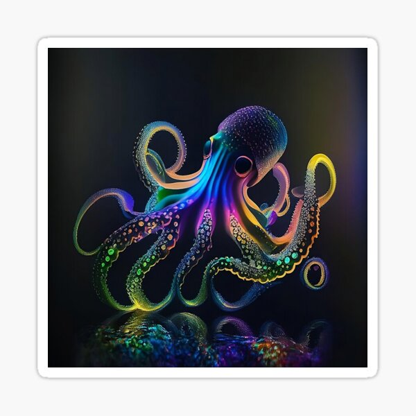 Item preview, Iridescent luminescent detailed octopus  designed and sold by samitdigitalart.