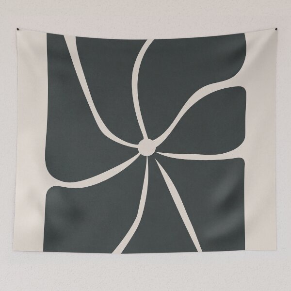 Item preview, Boho Aesthetic Rectangular Black Beige Flower designed and sold by technicolorable_art.
