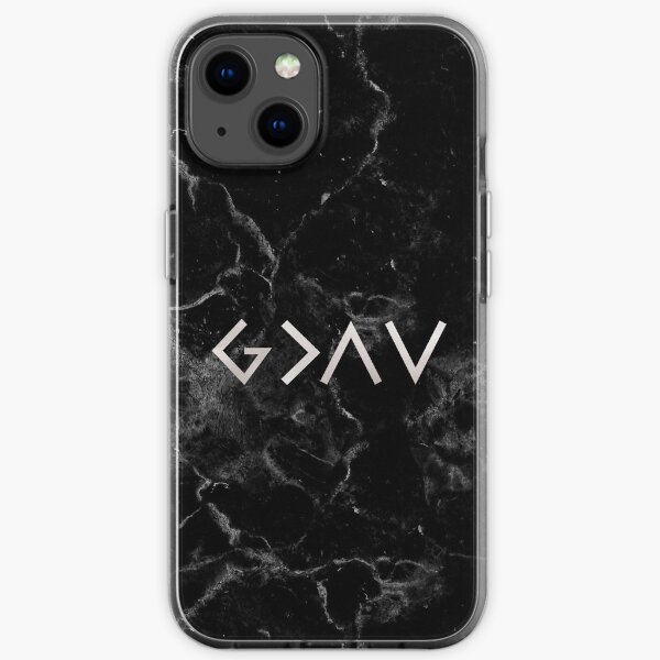 Dieu est plus grand que les hauts et les bas - Christian Quote - Black Marble Coque souple iPhone