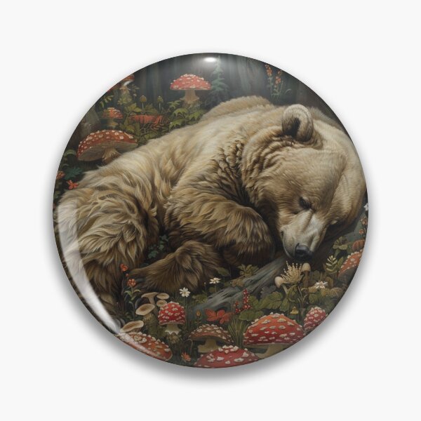 Item preview, Dreamy Sleeping Bear among Enchanting Mushrooms designed and sold by 1000Mushrooms.