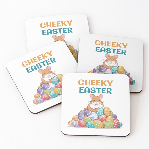 Item preview, Cheeky Easter. A Happy Hamster Standing on a Pile of Easter Eggs designed and sold by twisted-dot.