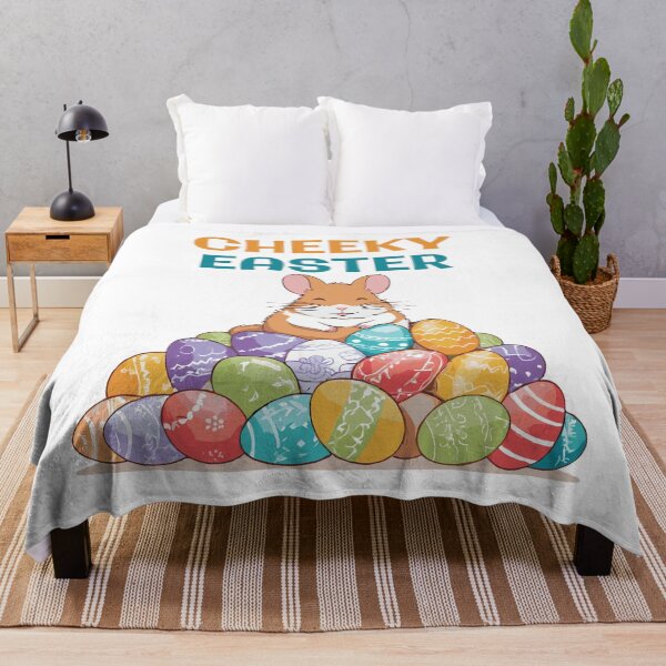 Item preview, Cheeky Easter. A Happy Hamster Standing on a Pile of Easter Eggs designed and sold by twisted-dot.