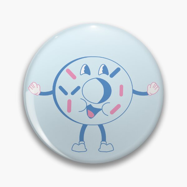 Item preview, Retro doughnut character Badge designed and sold by TheOneTrueDoggo.