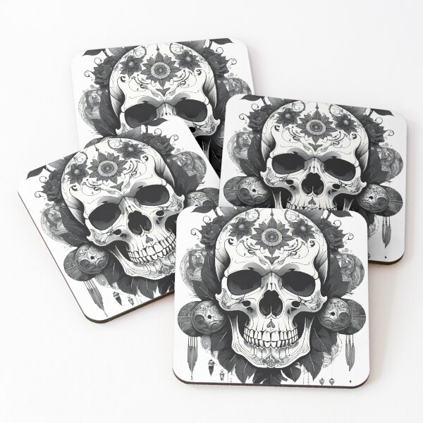 Item preview, Skull : black and white death tatoo designed and sold by VonKalt.