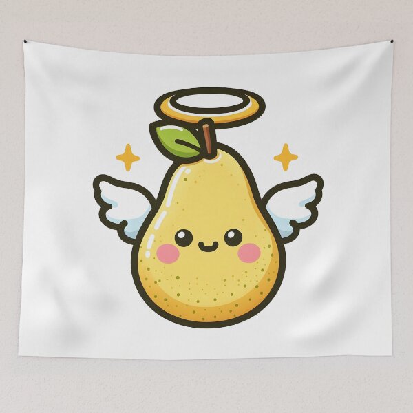 Item preview, Kawaii Pear With A Halo Flying With Wings designed and sold by CanvasCutie.