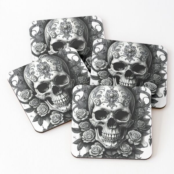 Item preview, Skull : black and white death tatoo designed and sold by VonKalt.