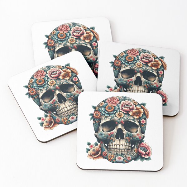 Item preview, Vintage floral tattooed skull designed and sold by Blessinger77.