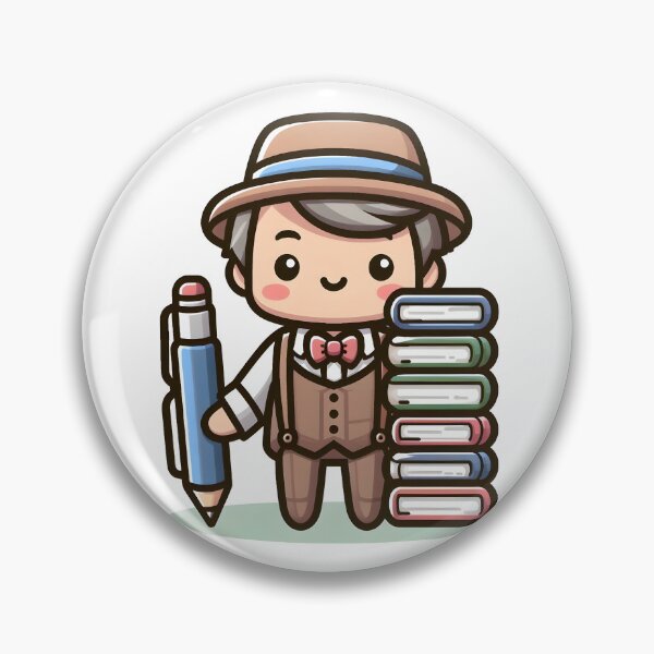 Item preview, Kawaii Writer With Stack Of Books designed and sold by CanvasCutie.