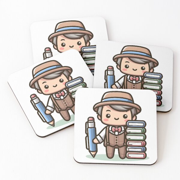 Item preview, Kawaii Writer With Stack Of Books designed and sold by CanvasCutie.