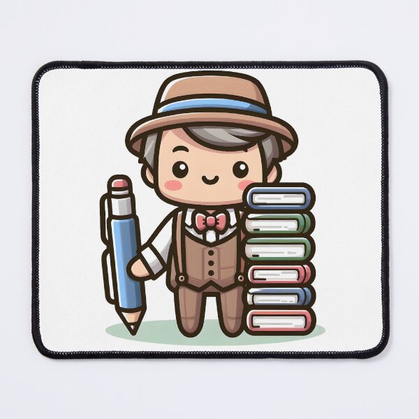 Item preview, Kawaii Writer With Stack Of Books designed and sold by CanvasCutie.
