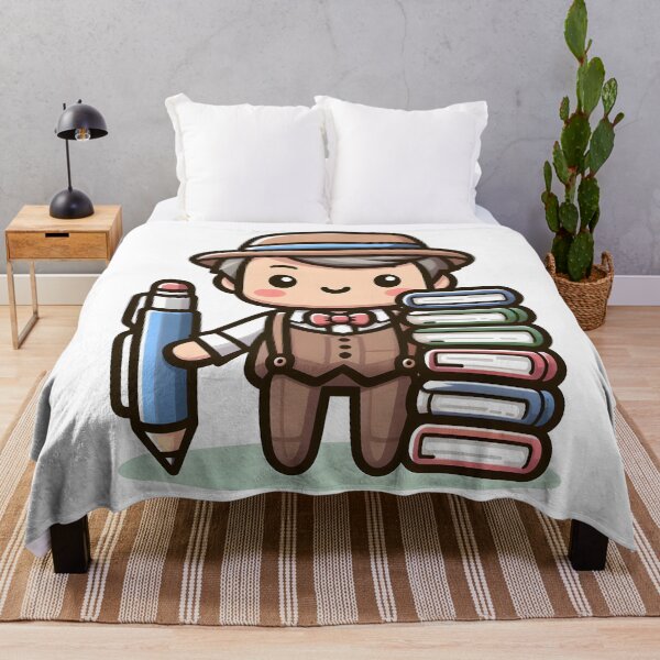 Item preview, Kawaii Writer With Stack Of Books designed and sold by CanvasCutie.