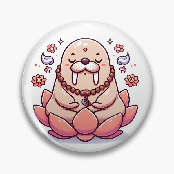 Item preview, Kawaii Walrus With Meditation Beads Meditating On A Lotus Flower designed and sold by CanvasCutie.