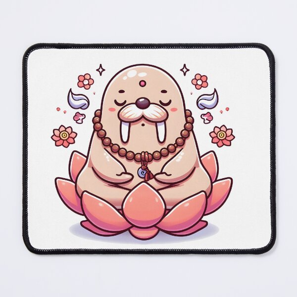 Item preview, Kawaii Walrus With Meditation Beads Meditating On A Lotus Flower designed and sold by CanvasCutie.