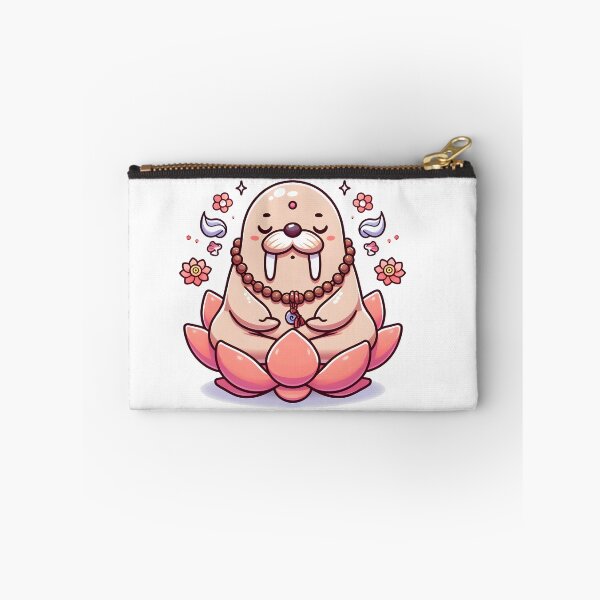 Item preview, Kawaii Walrus With Meditation Beads Meditating On A Lotus Flower designed and sold by CanvasCutie.