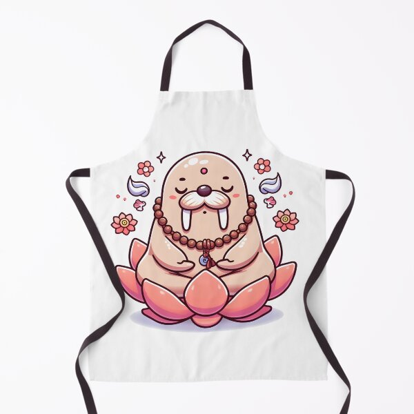 Item preview, Kawaii Walrus With Meditation Beads Meditating On A Lotus Flower designed and sold by CanvasCutie.