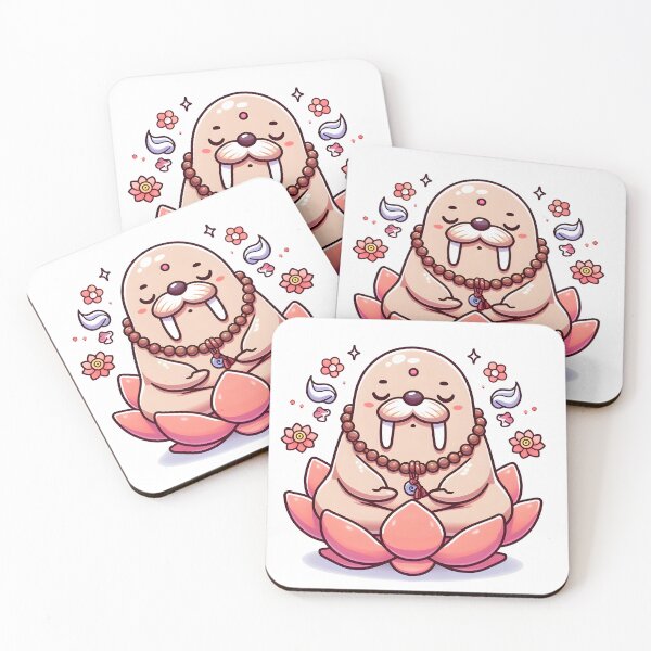 Item preview, Kawaii Walrus With Meditation Beads Meditating On A Lotus Flower designed and sold by CanvasCutie.