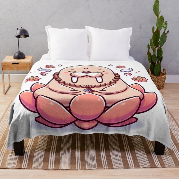 Item preview, Kawaii Walrus With Meditation Beads Meditating On A Lotus Flower designed and sold by CanvasCutie.