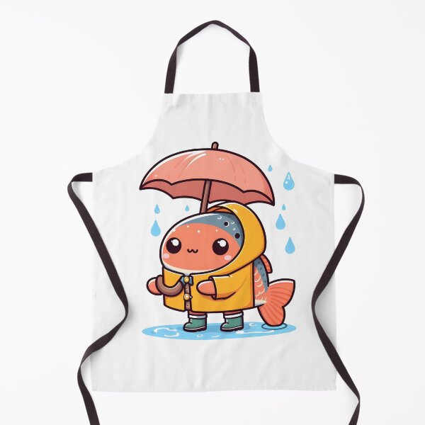 Item preview, Kawaii Salmon With A Raincoat Holding An Umbrella designed and sold by CanvasCutie.