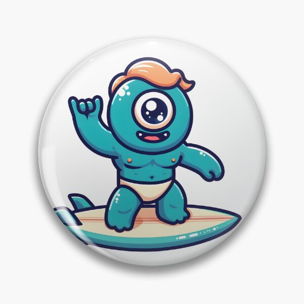 Item preview, Kawaii Jubilant Cyclops With Surfboard designed and sold by CanvasCutie.