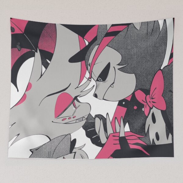 Item preview, Huskerdust Husker Angeldust Hazbin Hotel Sticker Tapestry designed and sold by WartortleFr3ak.