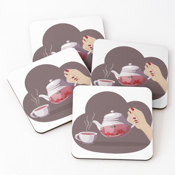 Item preview, Vector illustration of a cup and a glass teapot with fruit tea designed and sold by Familyshmot.