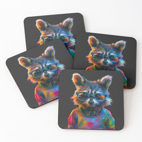 Item preview, Colorful Raccoon With Glasses designed and sold by xiao xuans.