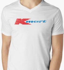 Camiseta para hombre de cuello en v Logotipo de K-Mart de los años 80 de la vendimia apenado