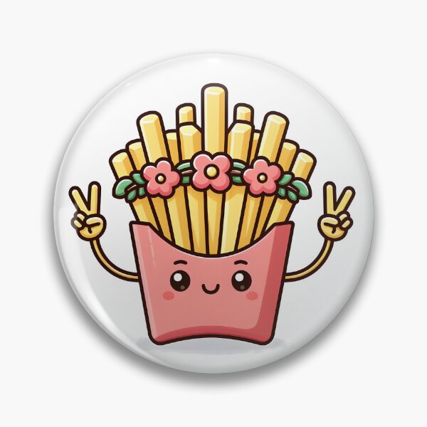 Item preview, Kawaii French Fries With Flower Crown designed and sold by CanvasCutie.