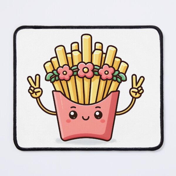Item preview, Kawaii French Fries With Flower Crown designed and sold by CanvasCutie.