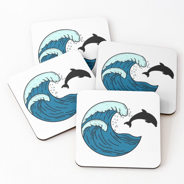 Item preview, Large waves and jumping dolphin designed and sold by Animals-by-JB.