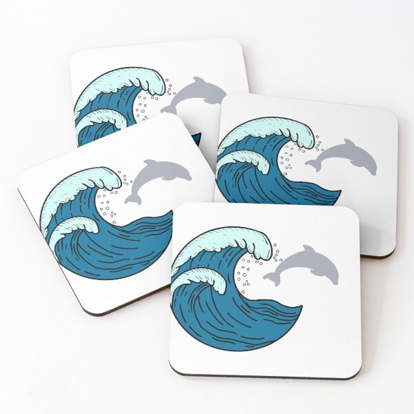 Item preview, Large waves and jumping dolphin designed and sold by Animals-by-JB.