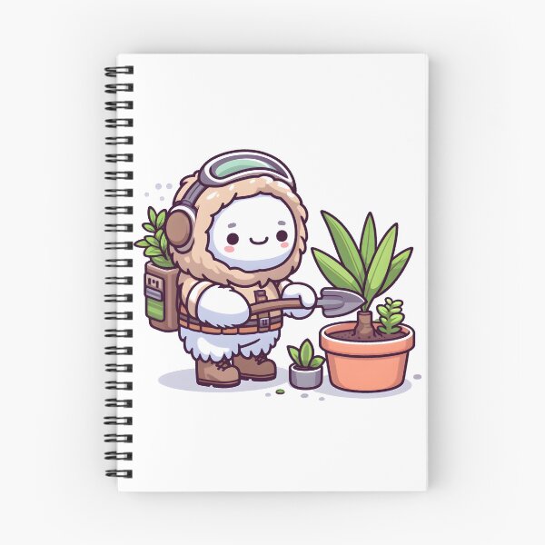 Item preview, Kawaii Yeti Tracker Gardening With Potted Plant designed and sold by CanvasCutie.