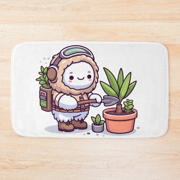 Item preview, Kawaii Yeti Tracker Gardening With Potted Plant designed and sold by CanvasCutie.