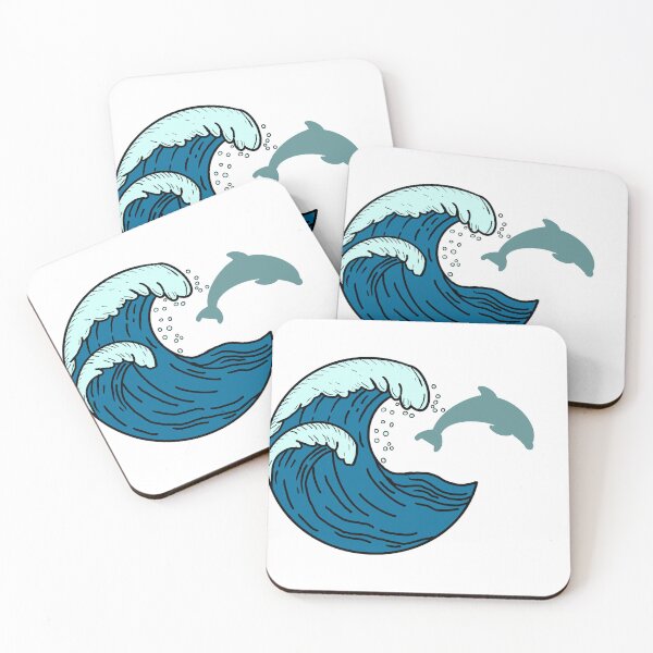 Item preview, Large waves and jumping dolphin designed and sold by Animals-by-JB.