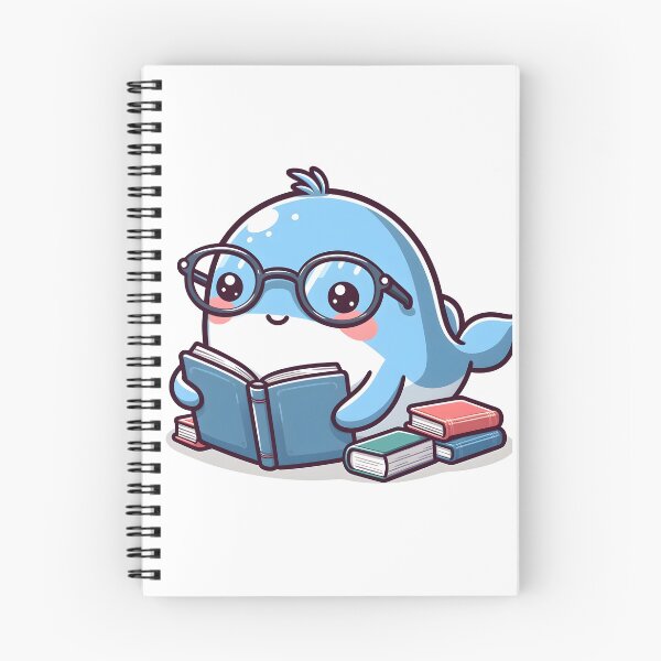 Item preview, Kawaii Whale Reading A Book Wearing Glasses designed and sold by CanvasCutie.
