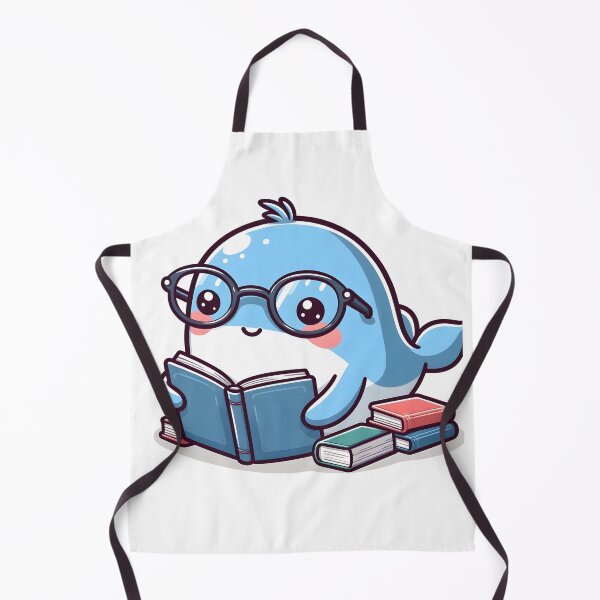 Item preview, Kawaii Whale Reading A Book Wearing Glasses designed and sold by CanvasCutie.