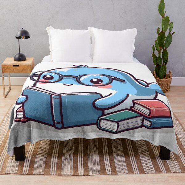 Item preview, Kawaii Whale Reading A Book Wearing Glasses designed and sold by CanvasCutie.