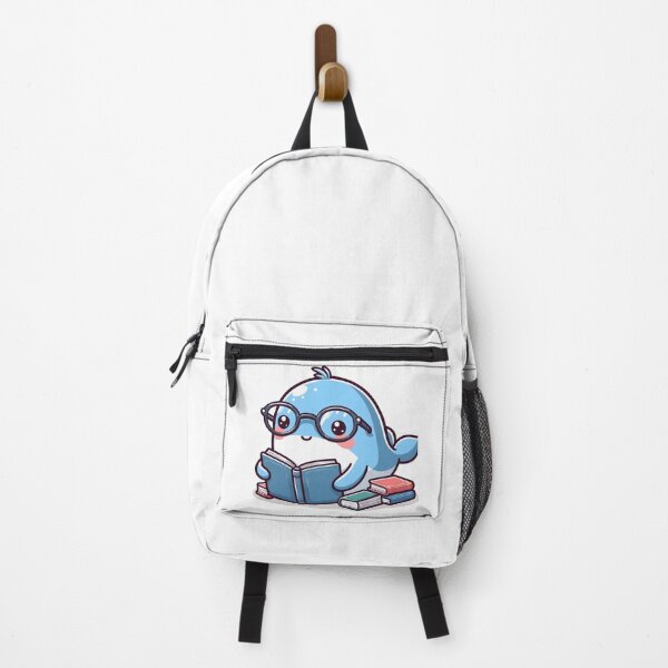 Item preview, Kawaii Whale Reading A Book Wearing Glasses designed and sold by CanvasCutie.