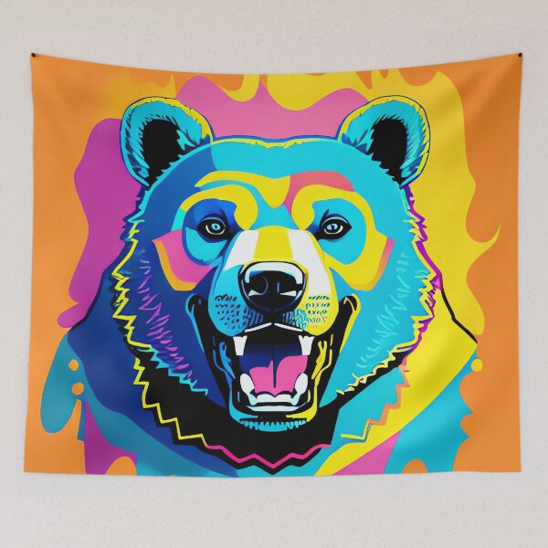 Item preview, Modern Abstract Pop Art Style Laughing Bear Drawing designed and sold by thejoyker1986.