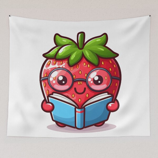 Item preview, Kawaii Strawberry With Glasses designed and sold by CanvasCutie.
