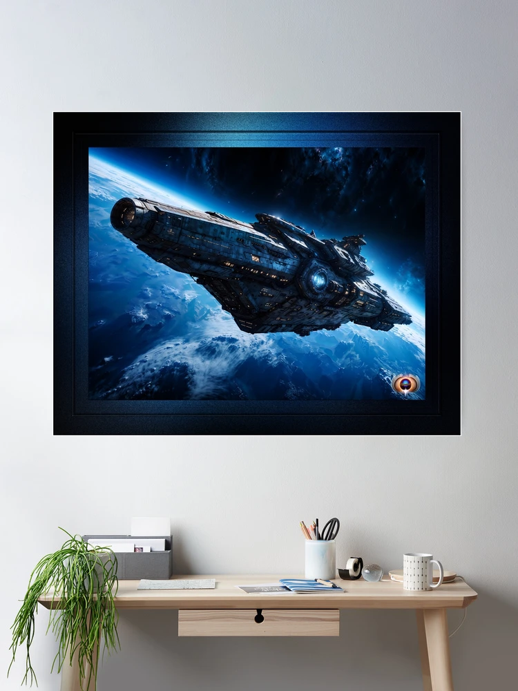 The Star Cruiser Astor Orbiting Cordin AI Concept Art by Xzendor7 - Powerful And Provocative 2 The Star Cruiser Astor Orbiting Cordin Mesmerizing AI Concept Sci-Fi Art by Xzendor7 Room Decor Poster Art Print