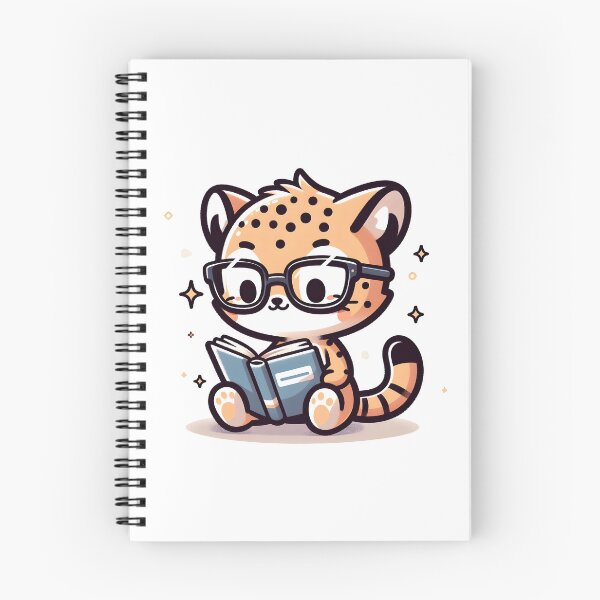 Item preview, Kawaii Cheetah Wearing Reading Glasses Reading A Book designed and sold by CanvasCutie.