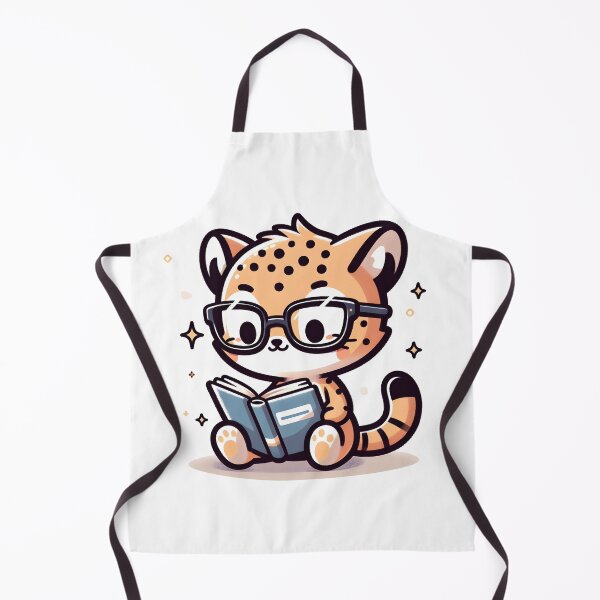 Item preview, Kawaii Cheetah Wearing Reading Glasses Reading A Book designed and sold by CanvasCutie.