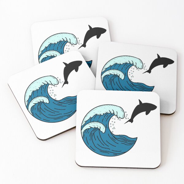 Item preview, Large waves and jumping shark designed and sold by Animals-by-JB.