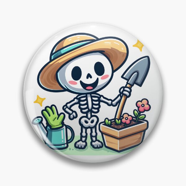 Item preview, Kawaii Silly Skeleton With Sun Hat And Gardening Gloves Gardening designed and sold by CanvasCutie.